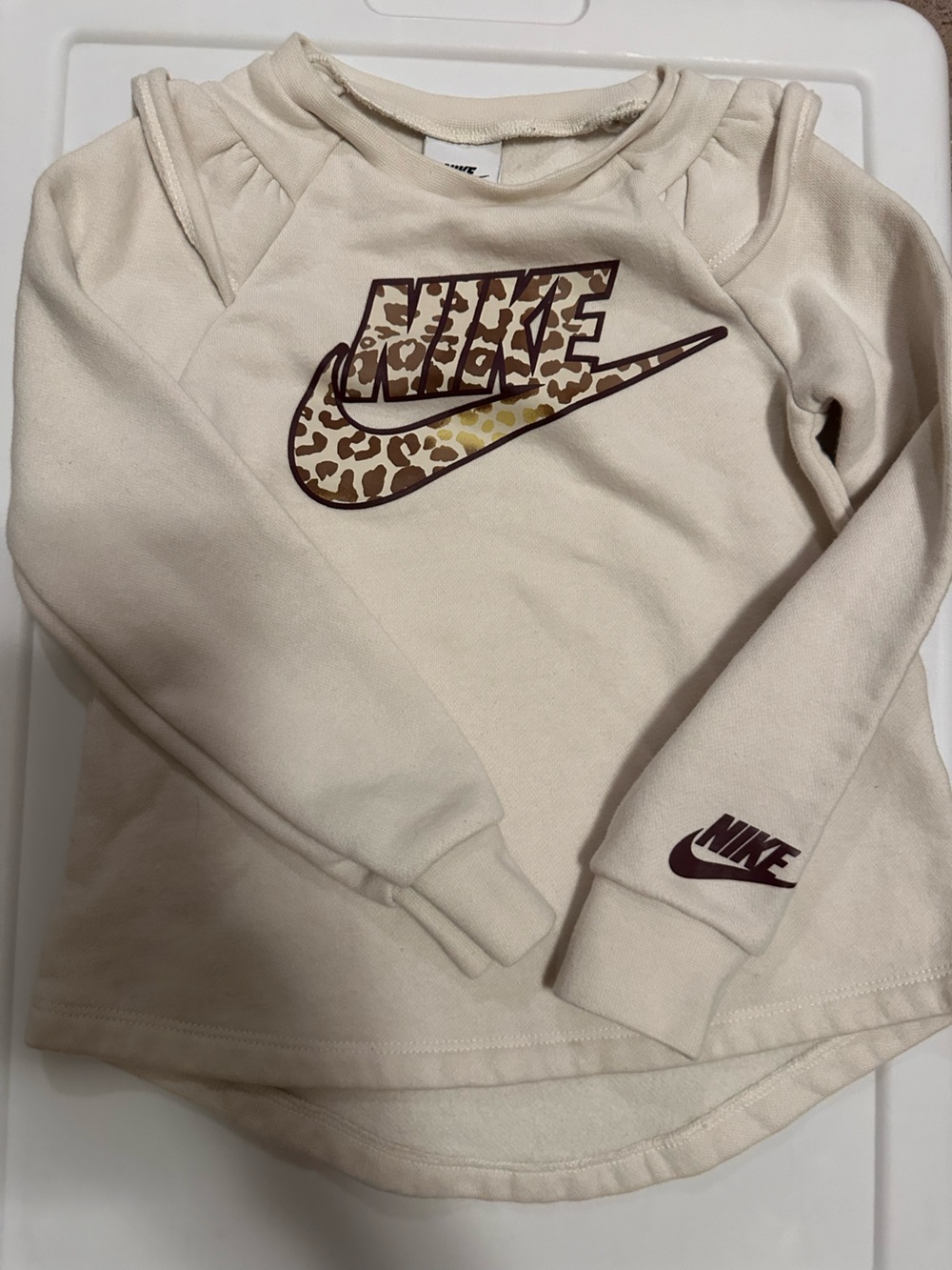 Nike Cream Hoodie with Leopard-Print Swoosh Outline